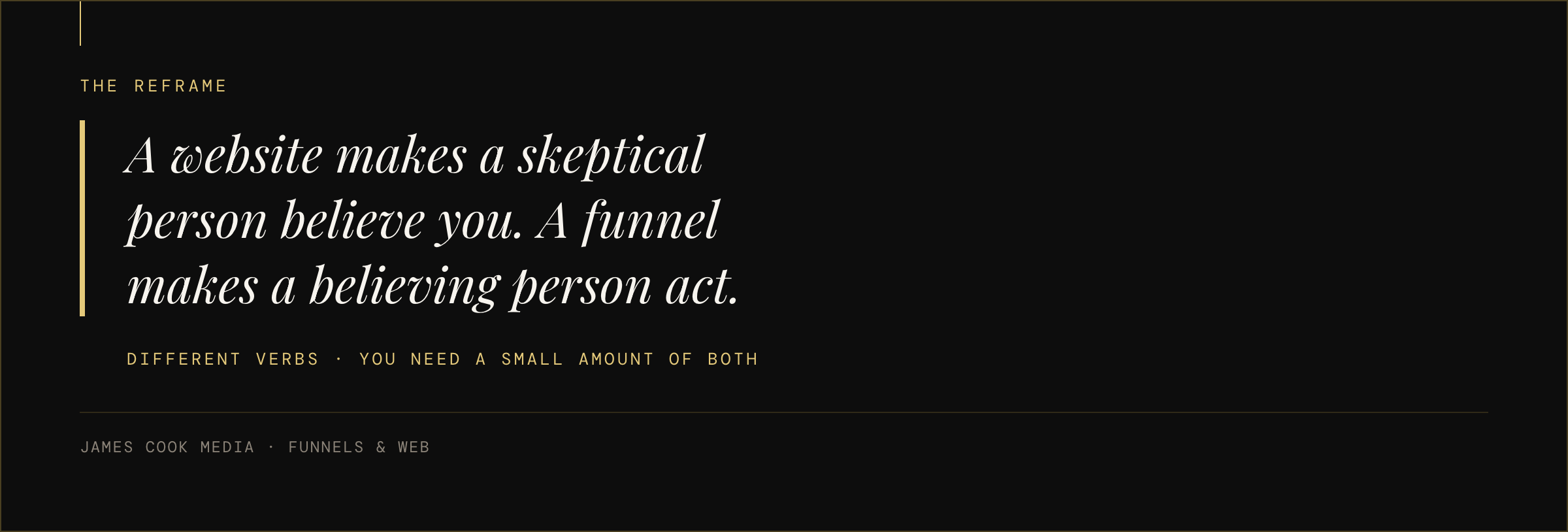 A website earns belief, a funnel turns belief into action